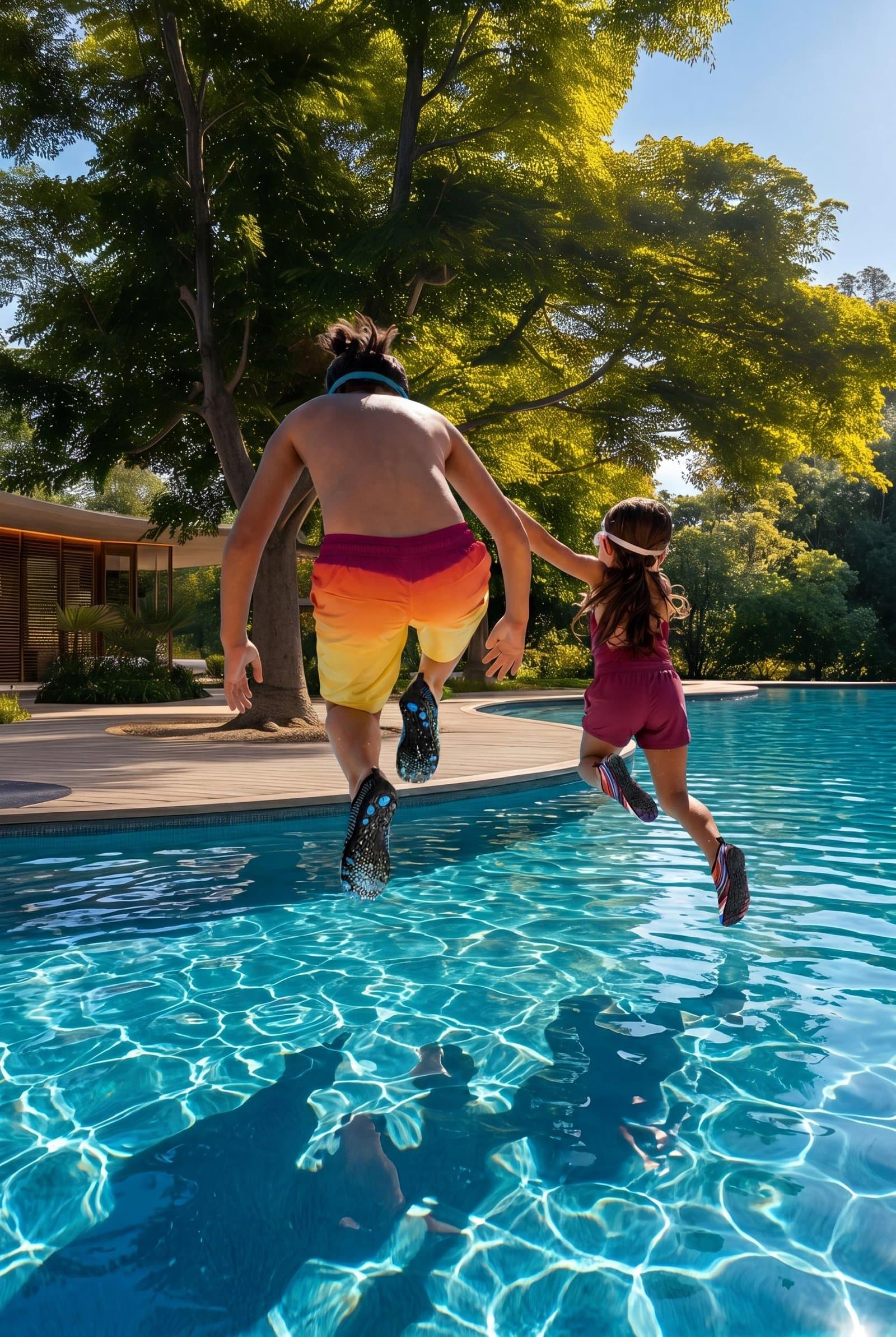 Children playing by the pool at The Orchids