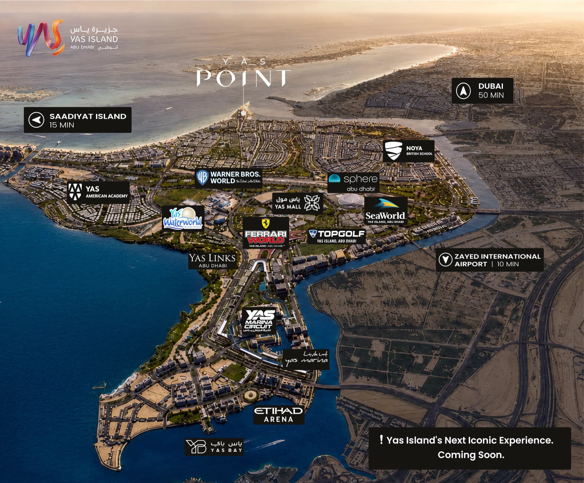 Yas Point location map — northernmost point of Yas Island